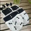 Abbigliamento per cani Abito con bretella in pizzo Abbigliamento per animali Abbigliamento dolce Cani Super piccolo Chihuahua carino Stampa Estate Nero Bianco Ragazza mascotte