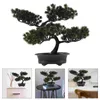 Flores decorativas falso bonsai pinheiro planta artificial em vaso simulação decoração para casa