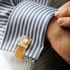 Hawson luxo brilhante cristal abotoaduras para homens com corrente camisa masculina casamento acessórios de negócios abotoaduras botão 17mm 240130