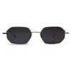 Sunglasses Small Rectangle Men 2024 Metal Frame Polygon Women Red Lens Sun Glasses Gold Unisex Uv400