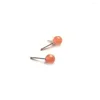 Pendientes de botón 5A Pendientes de calabaza de ágata roja genuina-Earbob Plata de ley S925 Cristal natural