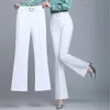 Office Lady Elegant Fashion Flare Pants Spring Autumn Diamonds High midja AllMatch Solid Women Casual Straight Trousers 240201