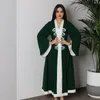 Roupas étnicas com capuz desenhar corda muçulmano hijab abaya solto manga longa abayas mulheres dubai kaftan turco modéstia robe jilbab com decote em v