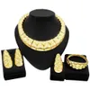 est Luxury Brazil Gold Plated Jewelry Set Ladies Exquisite Necklace Earrings Ring Bracelet Gift H00103 240118