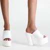 Terlik Yaz Meydanı Toe Kadınlar Sandalet Deri Bayanlar Peep Partisi Süper Yüksek Topuk Platformu Kadın Pompalar 2024 Fashion Ayakkabı Trafesi