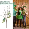 Fleurs décoratives St Patricks Day, tige de verdure artificielle, cueillette de fausses feuilles, branche, Vase de remplissage, décor de bureau