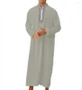 Ethnic Clothing Men Traditional Stand Collar Jubba Thobe Loose Robe Kaftan Long Dress Islamic Muslim Arab Casual Work Robes Shirts