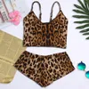 BRAS SETS KVINNA Underkläder Sexig underkläderuppsättning Plus Size Bow Leopard Erotiska sömnkläder Lenceria Femenina Ropa Mujer