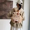 Школьные сумки цвета хаки, плюшевый рюкзак для девочек, корейский милый медведь, Muilt, карманный рюкзак, женская сумка на плечо с вышивкой, школьный рюкзак в студенческом стиле