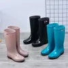 Damesregenschoenen Casual PVC met fluwelen waterdichte antislip kniehoge laarzen Mode tij om redenen Botas De Mujer 240202