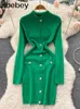 Casual Dresses Women's Turtleneck Long Sleeve Bodycon Hollow Out Buttons Mini Bandage Dress Elegant Party Street