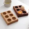 キッチンストレージLeeseph Wooden Egg Holder Acacia Wood Tray 6穴プレート卓上ディスプレイまたは冷蔵庫ラック