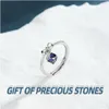 Cluster Rings Y2K S925 Sterling Silver 2024 Blue Crystal Bow Women Ring High End Light Luxury Fashion Valentine Day Girl Jewelry Gift