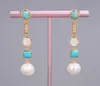 GuaiGuai bijoux blanc Keshi perle coquille bleu Turquoise Amazonite boucles d'oreilles goutte à la main pour les femmes vraies pierres précieuses pierre dame Fashi7304495