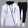 Men's Tracksuits Sets Hooded Oblique Zipper Jackets Sweatpants Tracksuit Men Outdoor Casual Sportswear Clothing