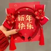 Haaraccessoires Rode haarband Jaarband Haarbal Kwastje Chinese stijl hoofdtooi Vilten hoepel Kinderhoofddeksels Booghoofdband