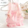 Cão vestuário colete vestido para cães roupas finas gaze suspender gato roupas para animais de estimação pequenas estrelas bowknot bonito primavera verão chihuahua menina