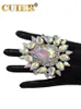 CUIER 5.8*7,5 cm Big Water Drop Gemstones Crystal Glass Rings for Women Enorm Size Ring smycken Bröllopsfestival Tillbehör 240123