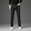 Outono masculino algodão estiramento magro jeans versão reta negócios moda denim calças vintage azul marca preto 240129
