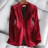 Womens Goud Fluwelen Blazer Office Lady Lente Herfst Buitenlandse Sfeer Rode Blazers Pak OL Professionele Slijtage 240202