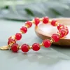 Bracelets de charme 2024 Bracelet dragon mignon à la mode pour femmes hommes perles de cristal rouge bonne chance perlée couple ami année cadeau