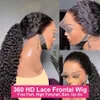 360 Glueless Full Lace Wig Curly Human Hair Wigs 36インチ136 HD女性用水波透明透明240127