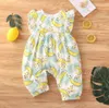 Summer Baby Girl Romper Ubrania Banan nadruk Latający rękawie Tchuć oddychający swobodny piżama 018m Jumpsuits8140767