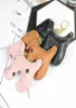 Sevimli köpek tasarım ızgara baskı araba anahtarlık çanta kolye cazibesi takı çiçek anahtar yüzük tutucu kadınlar erkekler moda pu deri hayvan t1835245