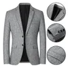 Blazer masculino cor sólida único breasted outono inverno dois botões bolsos terno casaco para casamento 240123