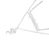 Pendant Necklaces R2LE Stainless Steel Collarbone Chain Serpent Necklace Double Layer Neckchain Jewelry