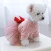 Hundkläder prinsessan klänning för tjej tutu klänningar små hundar julvalpar bågar
