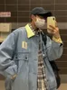 Gmiixder Japan Retro Lapel Denim Jacket CityBoys Punk Roas Outumn Style Hip Hop Handume Stitching Jeans Coat240202