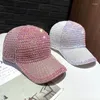 Ball Caps Frauen Baseball Hut Glänzenden Strass Stricken Mesh Cap Weibliche Bling Kristall Dekoration Mode Mädchen Atmungsaktive Sonne Unisex