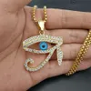 Egyptian The Eye of Horus Pendant Necklace For Women/Men Stainless Steel Evil Eyes Necklace Iced Out Bling Hip Hop Egypt Jewelry 240131