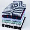 Mens Dress Shirts Striped Long Sleeve Spring Autumn Smart Casual Business Non-Ironing Slim Fit Formal Men's Shirt Blue White 240127