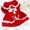 Vêtements de chien faits à la main adorables vêtements pour animaux de compagnie fournitures pour animaux de compagnie robe de princesse lolita poupée de Noël de luxe perles de velours rouge accessoires d'arc maltais