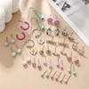 Stud Earrings Korean Colorful Mini Horse Love Heart Flower Set For Women Vintage Bridal Friendship Wedding Jewelry Boho