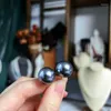 Stud Earrings Tahitian Platinum Gray Natural Deep Sea Shell Pearl And Ear Studs