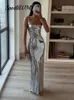 Sexy High Waist Strap Backless Sequins Maxi Womens Fashion Bodycon Sleeveless Long Dress 2024 Womens Party Dress 240210