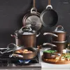 Cookware Sets Circulon Symmetry Dishwasher Safe Hard Anodized Nonstick Pots And Pans Set 11-Piece Chocolate