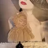 Abbigliamento per cani, vestiti fatti a mano, articoli per animali domestici, elegante pezzo unico, champagne, paillettes dorate, tutù lucido, abito da sposa da principessa, costume elegante