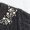 Taop Za Prodotto per l'inizio della primavera Moda donna e casual Cappotto maglione cardigan lavorato a maglia con decorazioni di perle versatili 240127