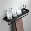 Bathroom Black Shelf with Towel Bar Space Aluminum Corner Shelves Towel Rack with Hook Shampoo Holder Kitchen Storage Rack 240131