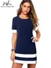 Casual Dresses Nice-forever Summer Women Fashion ColorBlock Short Stright Day Dress A251