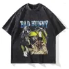 T-shirts pour hommes Summer Hommes Femmes Chemise lavée Bad Bunny Graphique Imprimé Manches courtes Surdimensionné Vintage Casual Mode Crew Neck