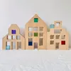 Nederlandse Houten Huizen Lucite Kubussen Blokken Regenboog Acryl Bouwstenen Kleur Straat Open-ended Spelen Montessori Educatief Speelgoed 240124