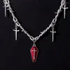 Pendant Necklaces Gothic Hip Hop Y2k Coffin Cross Statement Unisex Vintage Love Sword Eye Thorns Choker For Women Girls Party