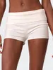 Pijama feminino shorts cor sólida/listra cintura baixa fino confortável dormir verão casual bottoms homewar