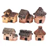 Dekoracje ogrodowe 6pcs miniaturowe ogrodnictwo krajobraz mikro wioska kamienna domy miniatury strzeche chaty