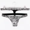 Herrbadkläder sexig Mankini Thong Underwear Bikini Briefs för män Snake Skin Swimming Trunks Gay Bathing Suit Beach Shorts